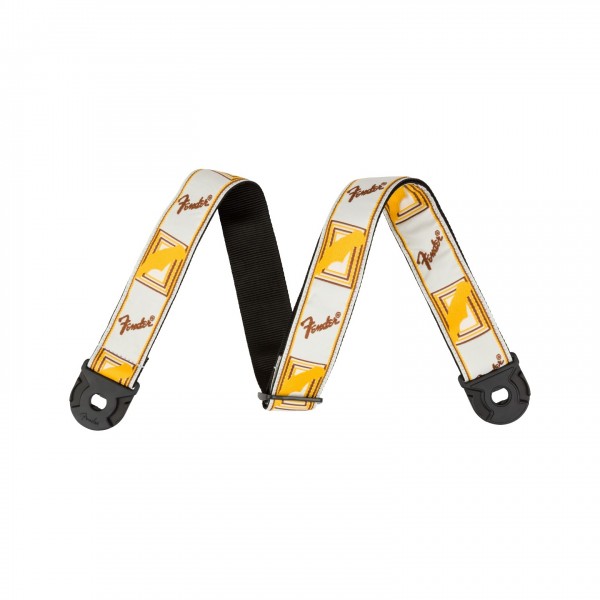 Fender Quick Grip Locking End Strap, White, Yellow and Brown, 2" - Front View