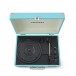 Crosley Cruiser Deluxe Portable Turntable with Bluetooth, Turquoise - top open