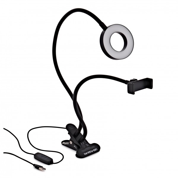 Flexible 3” LED Ring Light with Phone Holder by Gear4music
