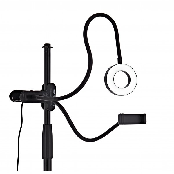 Flexible 3” LED Ring Light with Phone Holder by Gear4music