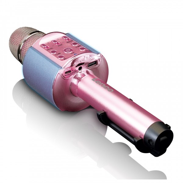 Lenco BMC-090PK - Bluetooth Karaoke Mic with Lights, Pink