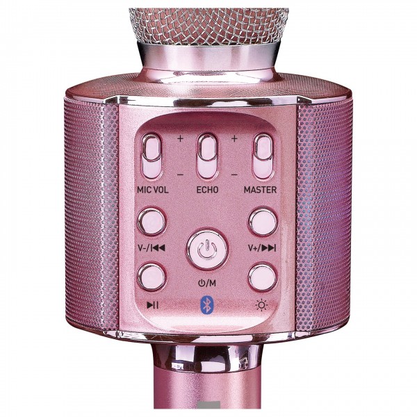 Lenco BMC-090PK - Bluetooth Karaoke Mic with Lights, Pink