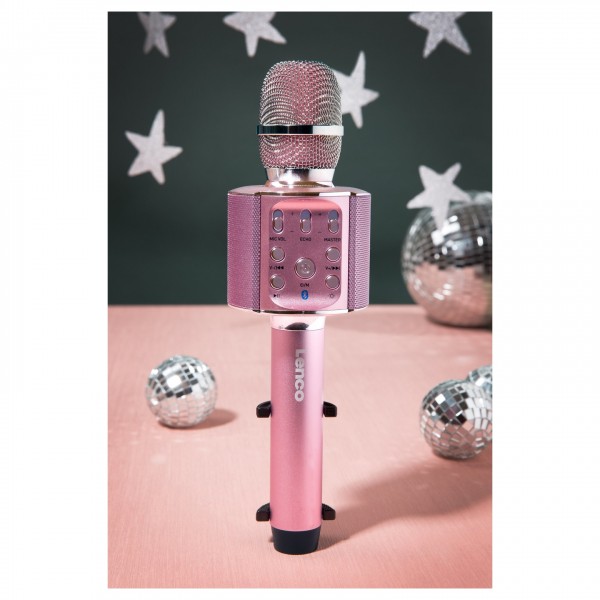 Lenco BMC-090PK - Bluetooth Karaoke Mic with Lights, Pink