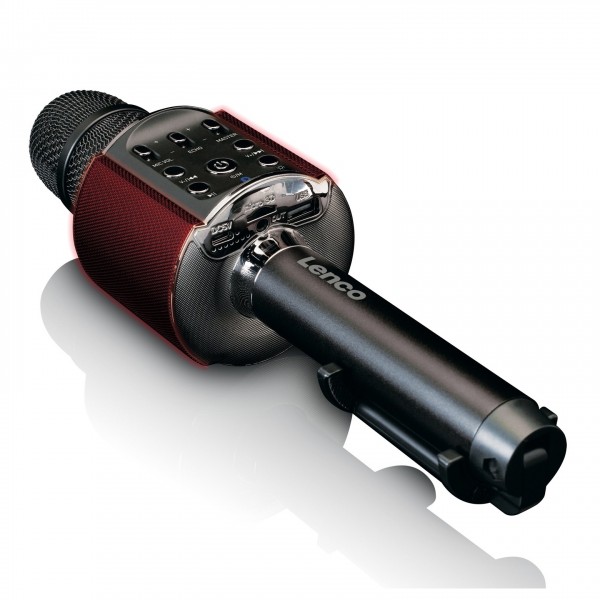 Microphone Karaoké Lenco BMC-090 Avec Bluetooth, Lumières LED Et Batterie - Amuse-toi Jusqu'à 8h !