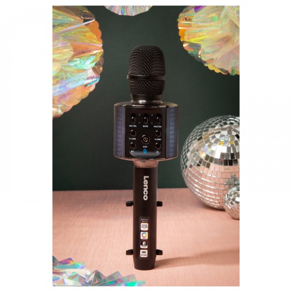 Lenco BMC-090BK - Bluetooth Karaoke Mic with Lights, Black