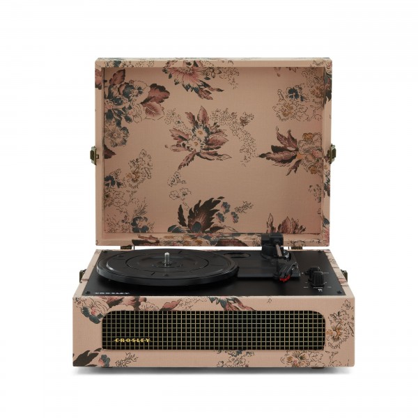 Crosley Voyager Portable Turntable with Bluetooth, Floral - Open, Front