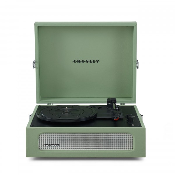 Crosley Voyager Portable Turntable with Bluetooth, Sage - Open, Front