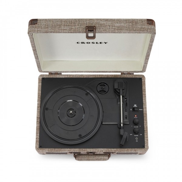 Crosley Cruiser Deluxe Turntable with Bluetooth, Havana - top open