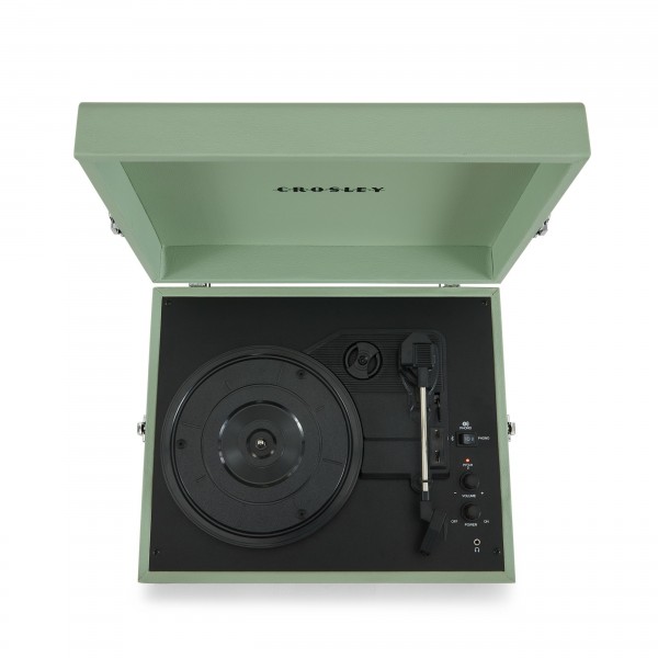 Crosley Voyager Portable Turntable with Bluetooth, Sage - Open, Top
