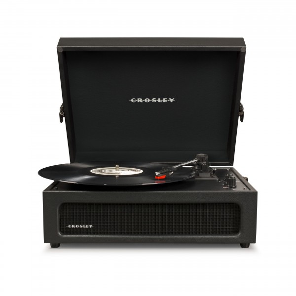 Crosley Voyager Portable Turntable with Bluetooth, Black - Open, Front
