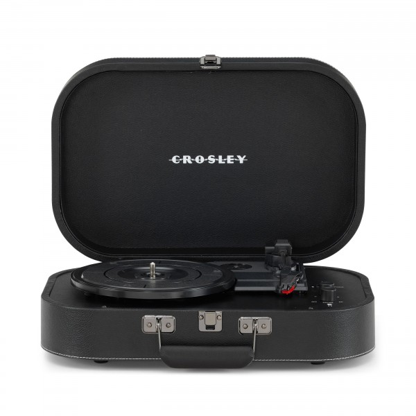Crosley Discovery Portable Turntable with Bluetooth, Black - Open, Front