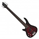 Chicago 5 String Left Handed Bass Guitar by Gear4music, Trans Red