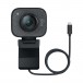 LOGITECH StreamCam Full HD USB-C Webcam - Graphite - Front, Horizontal with Mount and Cable