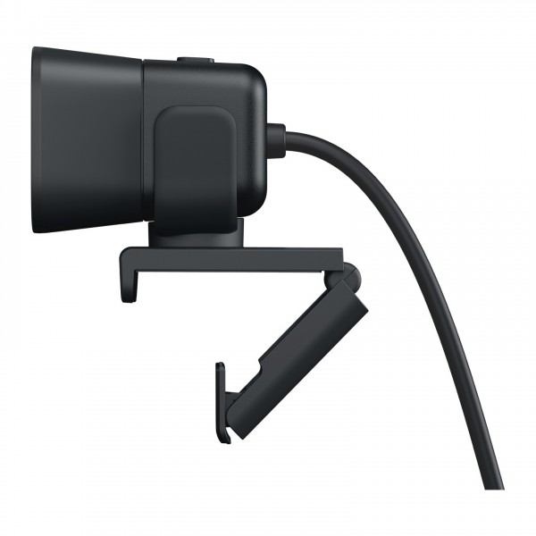 LOGITECH StreamCam Full HD USB-C Webcam - Graphite - Side, with Cable and Mount