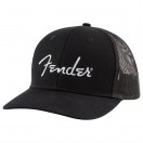 Fender Silver Logo Snapback Hat, Black, One Size