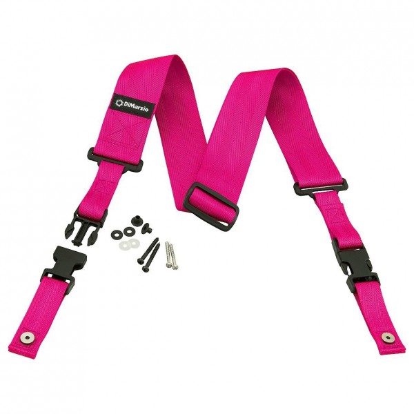 DiMarzio ClipLock Quick Release Guitar Strap, Pink Screws