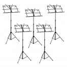 Music Stand with Carry Bag by Gear4music, Black, 5 Pack