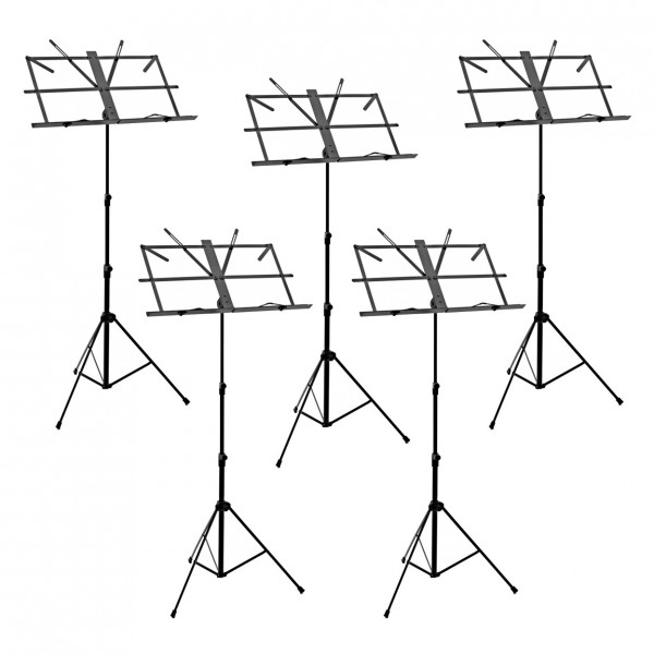 Music Stand with Carry Bag, 5 Pack, by Gear4music