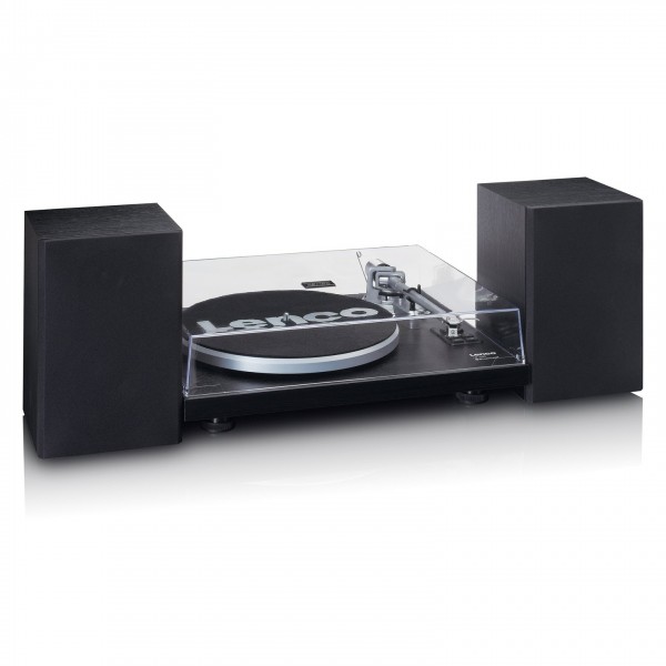 Lenco LS-500 Bluetooth Turntable with Speakers Bundle, Black