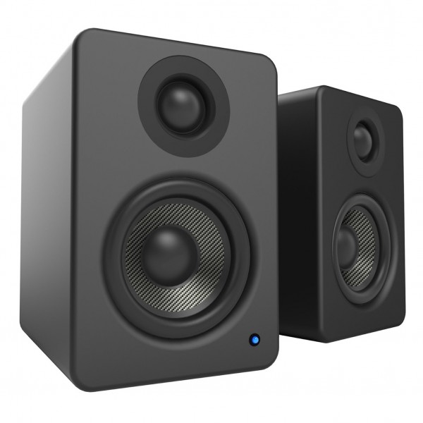 Kanto YU2 Powered Desktop Speakers, Matte Black - Angled