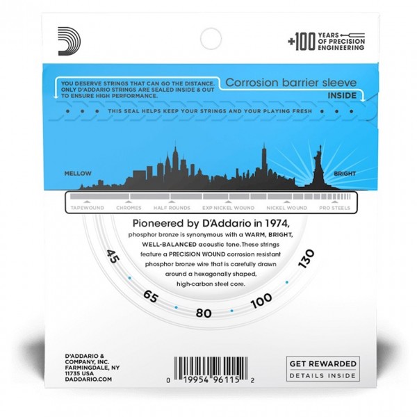 D'Addario EPBB170-5 Phosphor Bronze 5-String Acoustic Bass Strings back