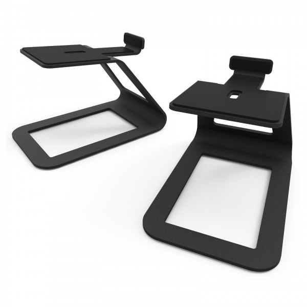 Kanto Elevated Desktop Speaker Stands (S4 Medium) - Black - Main Angled 
