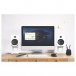 Kanto Elevated Desktop Speaker Stands (S4 Medium) - White - Lifestyle 2