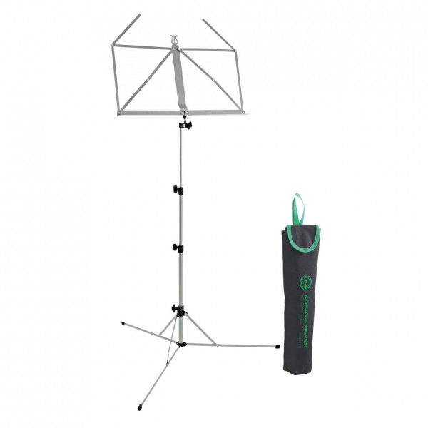 K&M 101 Music Stand with Carry Bag, Nickel Plated