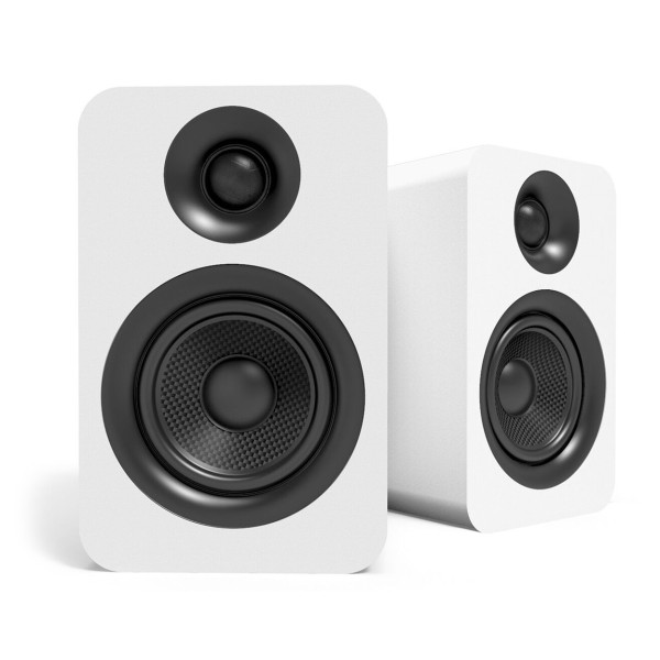 Kanto YU Passive 4" Bookshelf Speakers, Matte White - Angled