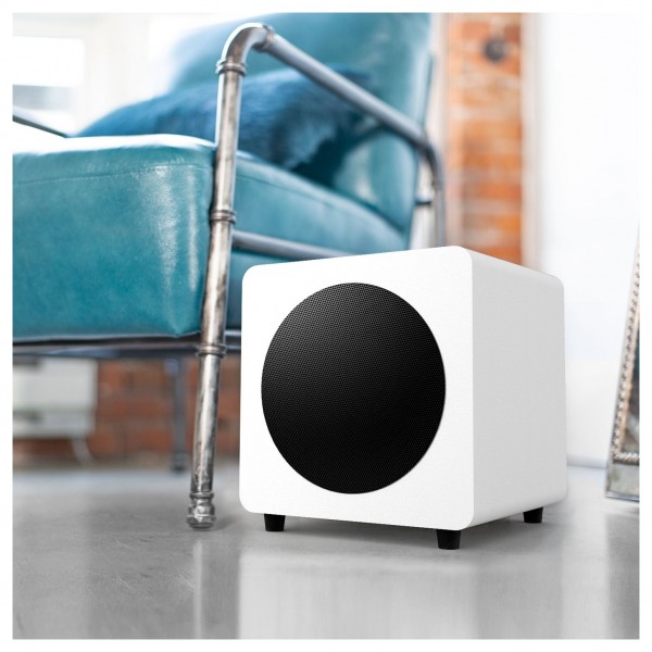 Kanto SUB8 Vinyl Subwoofer - Matte White - Lifestyle