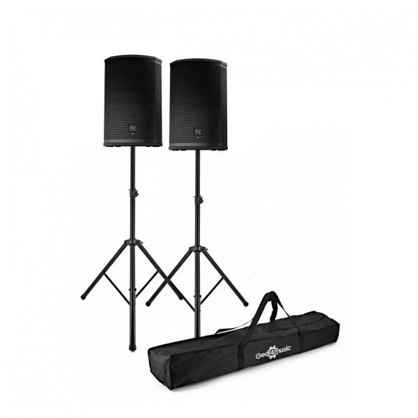 Electro-Voice ETX-10P 10" Active PA Speaker, Pair with Stands - Full Bundle