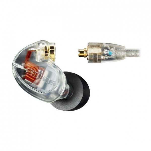 Shure SE425 Sound Isolating Earphones with True Wireless, Clear - closeup