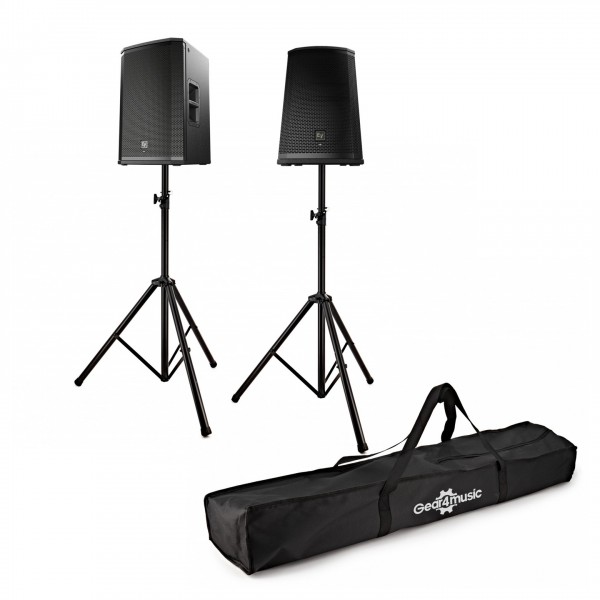Electro-Voice ETX-12P 12" Active PA Speaker, Pair with Stands - Full Set