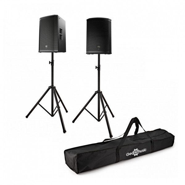 Electro-Voice ETX-12P 12" Active PA Speaker, Pair with Stands - Full Set