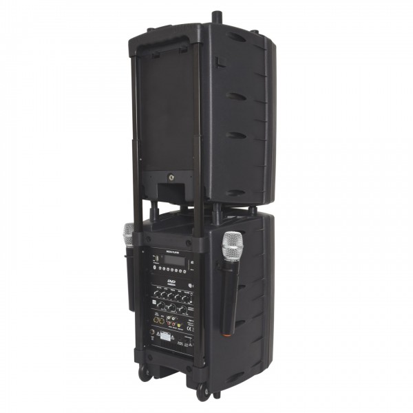 QTX PAV10 Portable PA Set with UHF Mics & Bluetooth - Stacked, Back