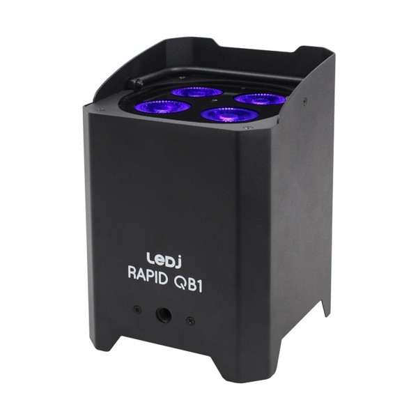 LEDJ Rapid QB1 HEX IP Battery Uplighter, Black - Front, On