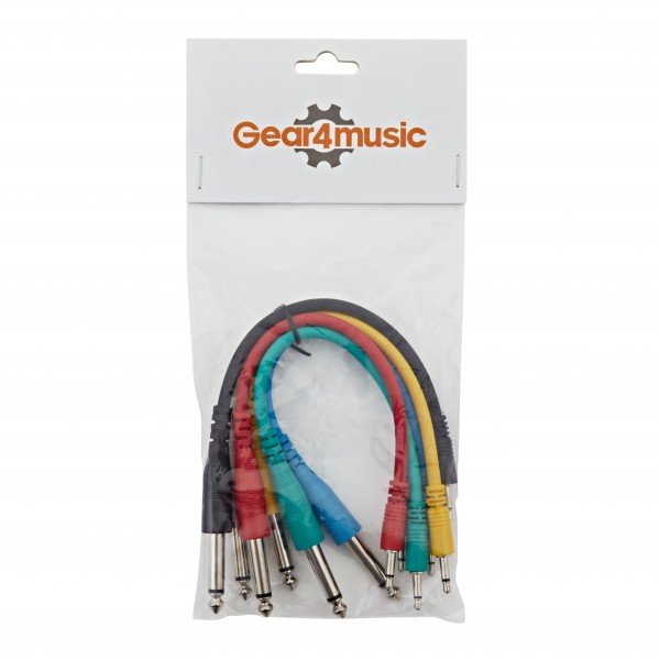 Mono 3.5mm to 6.3mm Jack Patch Cable, 20cm, 6 Pack by Gear4music