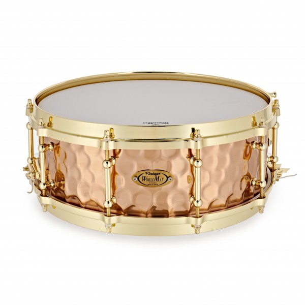 WorldMax 14'' x 5'' Hammered Bronze Snare Drum, Brass HW