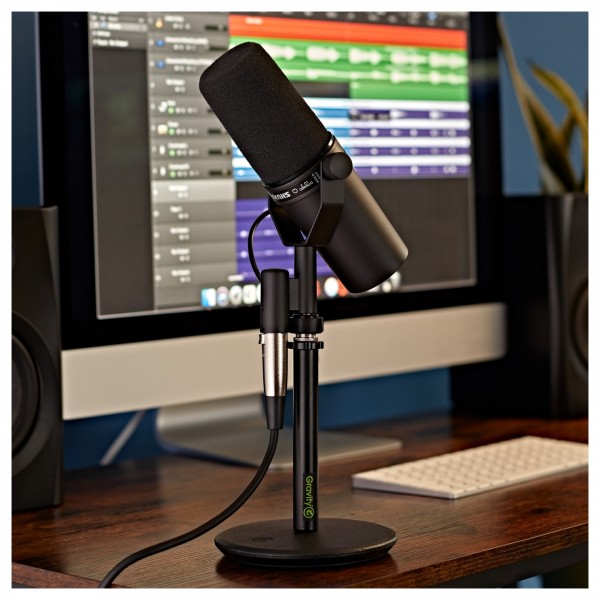 Shure SM7B Microphone with Gravity Table Top Stand and Cable - desktop 1 