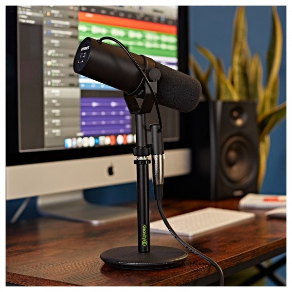Shure SM7B Microphone with Gravity Table Top Stand and Cable - desktop 2 