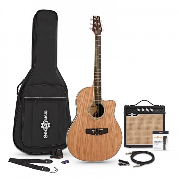 Deluxe Roundback Guitar and 15W Amp Pack, Natural