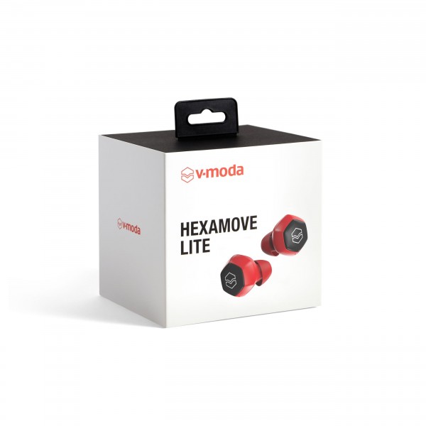 V-Moda Hexamove Lite True Wireless Earbuds, Red - Packaging