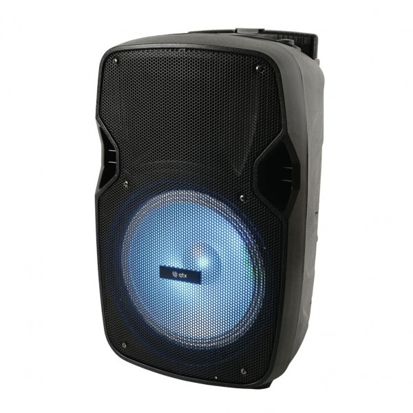 QTX PAL10 10" Battery Powered PA Speaker with UHF Microphone and LEDs - blue