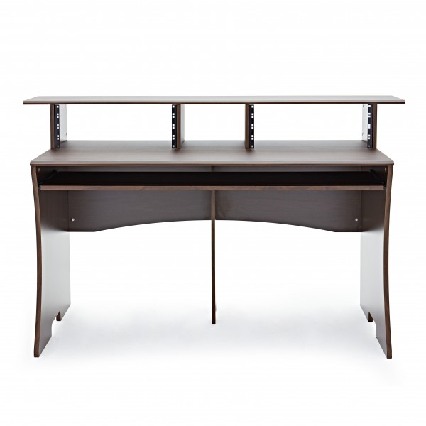 3 Tier Pro Audio Studio Desk by Gear4music, 8U, Royal Walnut