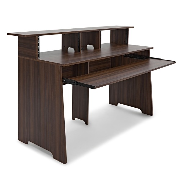 modul 3-Tier Pro Audio 8U Studio Desk, Walnut at Gear4music