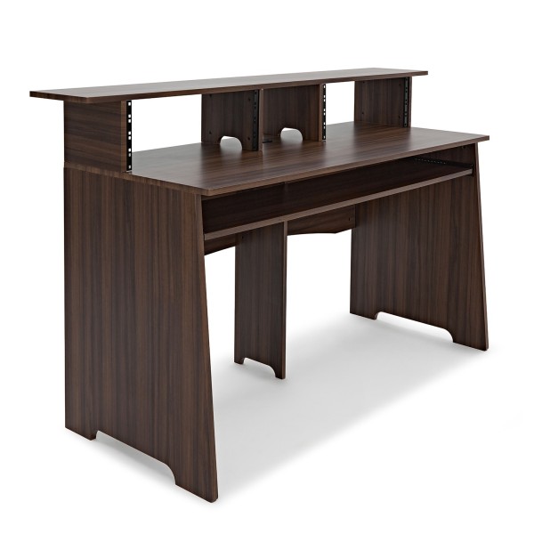 【san88☆】 desk (クルト デスク)unico modul 3-Tier Pro Audio 8U Studio Desk, Walnut at Gear4music