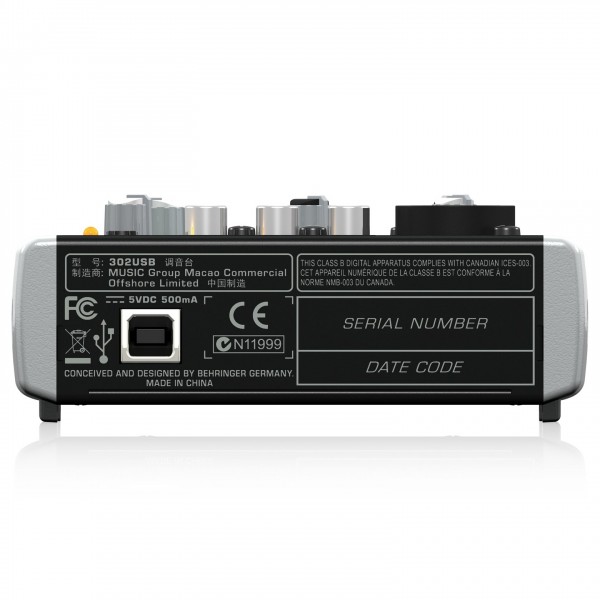 Behringer XENYX 302USB USB Analog Mixer - Rear