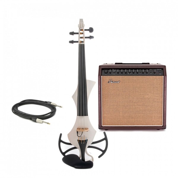 GEWA Novita 3.0 Electric Violin with adapter Bundle, White