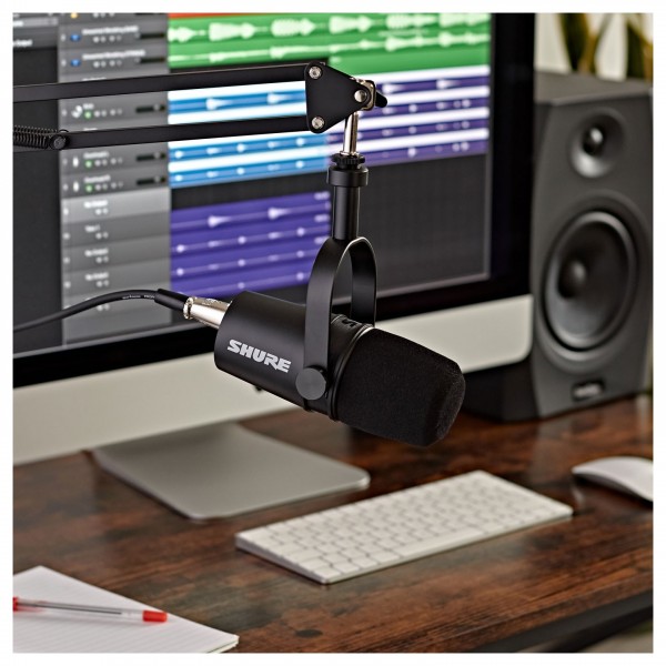 Shure MV7X XLR Podcast Microphone with Studio Arm and Cable at