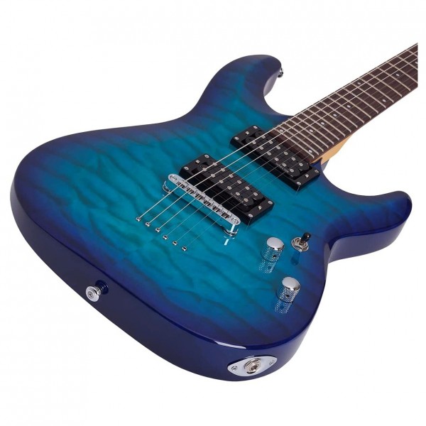 Schecter C-6 Plus, Ocean Blue Burst Bottom